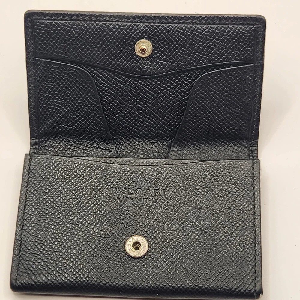 Bvlgari Black Textured Leather Card Holder Wallet Men's
